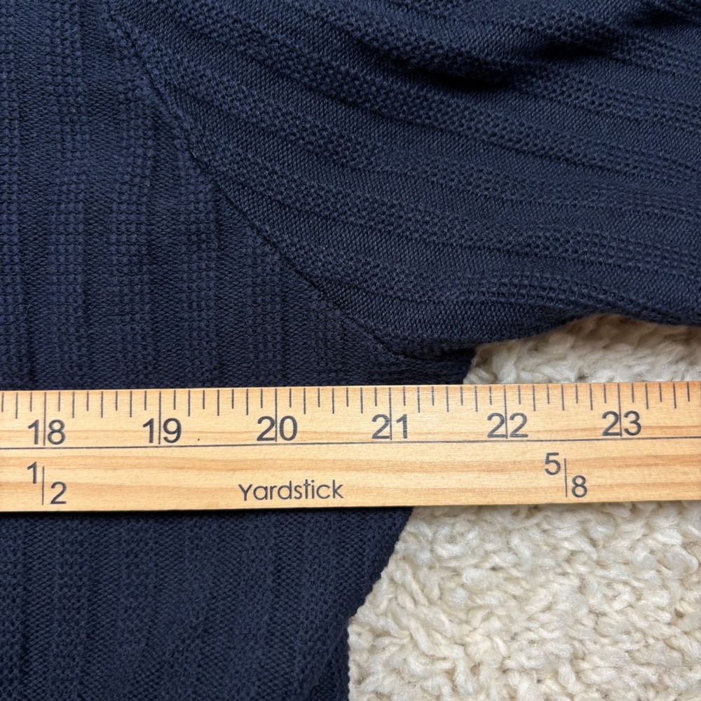 Massimo Dutti Knit Polo Shirt Mens XL Navy Blue Ribbed Cotton Short Sleeve - Picture 5 of 8